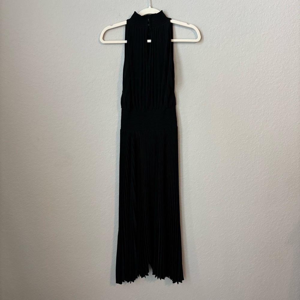 A.L.C. Renzo Black Matte Pleated Halter Midi Dress Size 0 - Picture 9 of 15